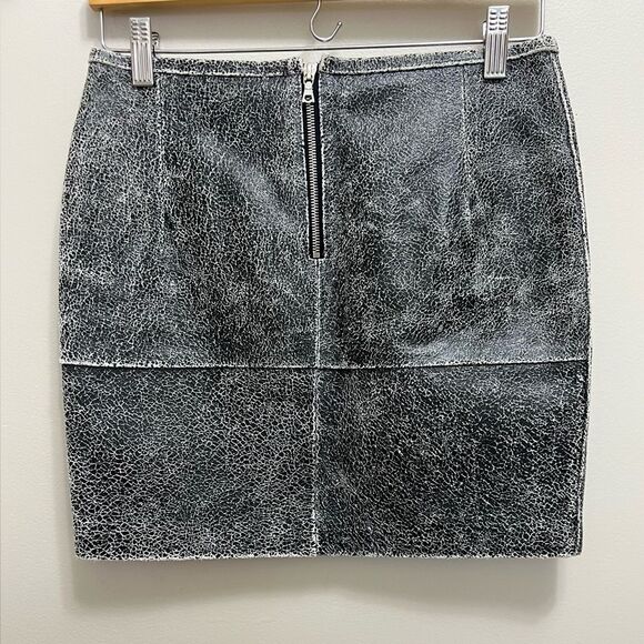 Sandro Paris Black Cracked Leather Calfskin Mini Skirt Size S - Picture 6 of 11